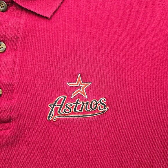 Houston Astros Polo Shirt Mens Large/XL Red Vintage Y2K MLB Baseball Sports - Picture 3 of 8